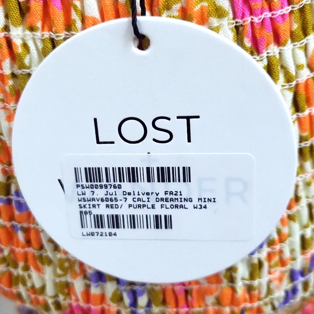 LOST + WANDER Orange Purple Floral CALI DREAMING MINI SKIRT (wear as Strapless)